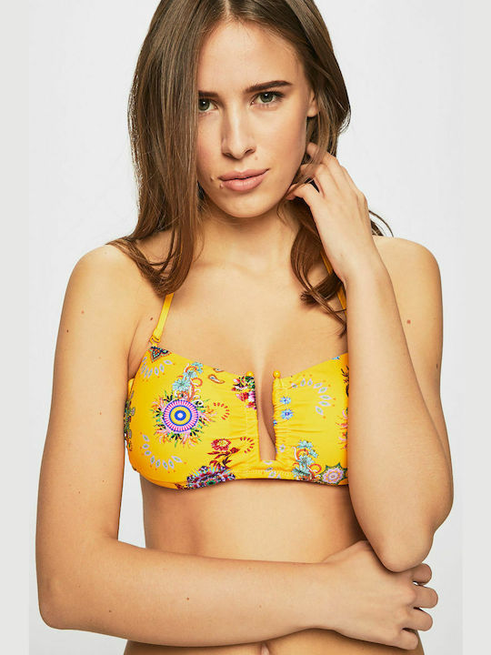 Desigual Strapless Bikini Rem Yellow Floral