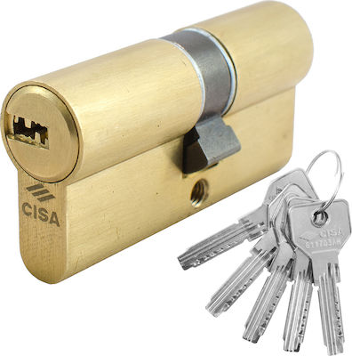 Cisa Κύλινδρος Κλειδαριάς Ασφαλείας 60mm (28-32) με 5 Κλειδιά Χρυσός