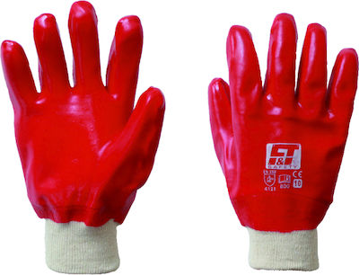 Ft-Safety Gloves for Work Red Polyurethane Polyurethane