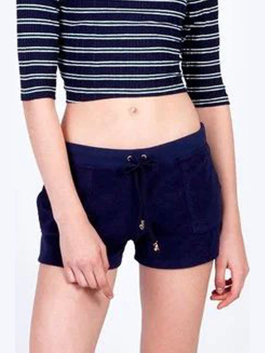 SugarFree Women's Terry Sporty Shorts Navy Blue