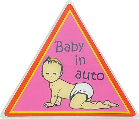 Auto Gs Semn Baby on Board cu Autocolant Roz