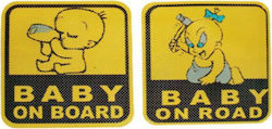 Autoline Boy / Twins / Girl Baby on Board Car Sign Κίτρινο Sticker