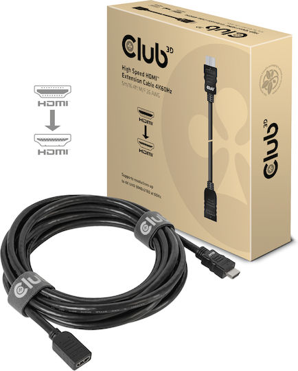 Club3D HDMI 2.0 Premium High Speed 4K 60Hz HDR Cable HDMI male - HDMI female 5m Μαύρο