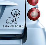 Semn Baby on Board cu Autocolant No 84 Negru