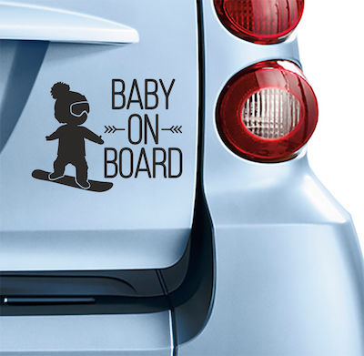Σήμα Baby on Board με Αυτοκόλλητο No 110 Μαύρο