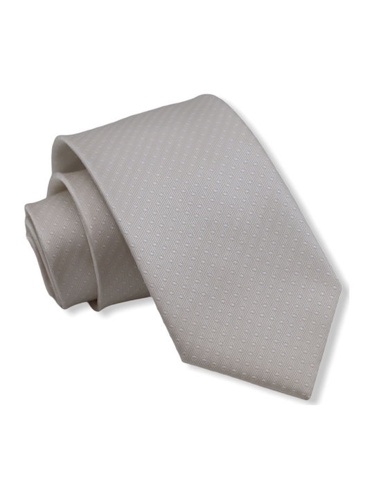 Krawatte Off-White mit weißen Tupfen 7,5cm.