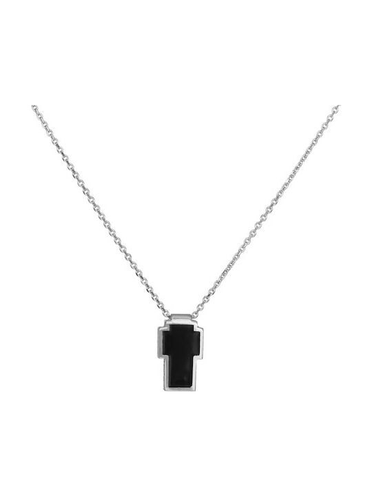 Silver necklace 925 cross with black enamel 036429 036429 Silver