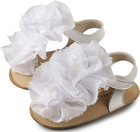 Babywalker Babywalker Leather Soft Sole Sandals for Girls White