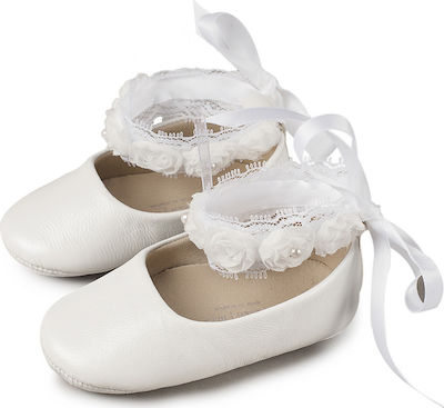 Babywalker Baptism Leather Soft Sole Pumps White /white