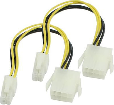 Powertech 4 Pin EPS female - 8 Pin EPS male Cable 0.2m (CAB-W007)