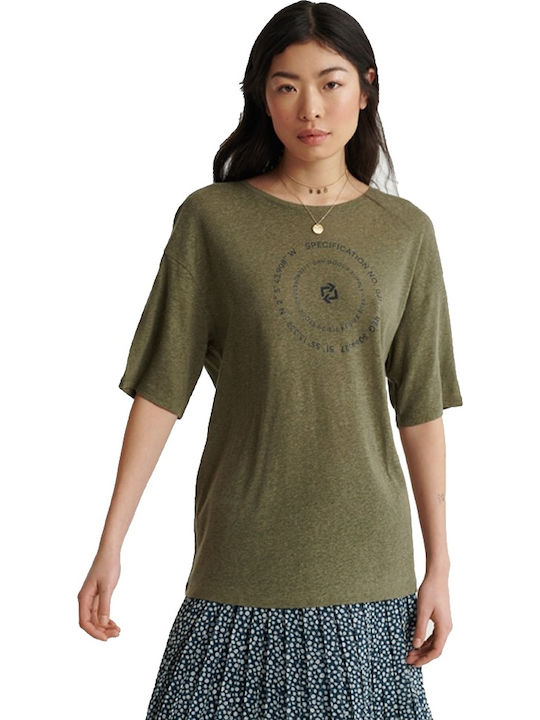 Superdry Desert Linen Women's Oversized T-shirt Khaki