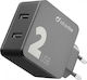 Cellular Line Φορτιστής Χωρίς Καλώδιο με 2 Θύρες USB-A 24W Μαύρος (ACHUSB224WK)