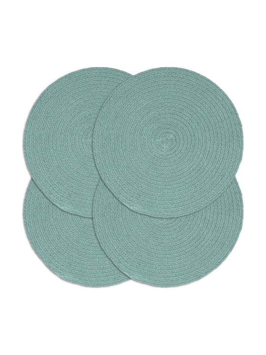 vidaXL Placemat Round Fabric Green 4pcs