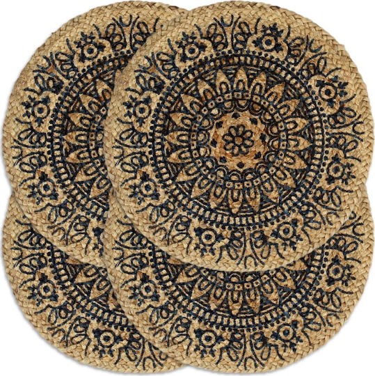 vidaXL Round Wicker Placemats Beige 38cm 4pcs