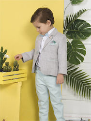 Mi Chiamo Boys Baptism Suit with Blazer 4pcs Gray