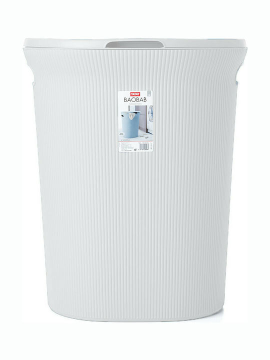 Dimitracas Laundry Basket Plastic with Cap 41x33x50cm White