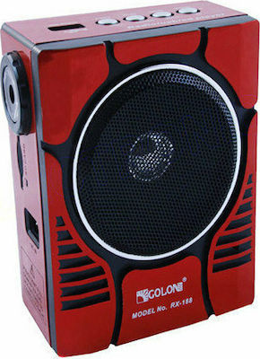 Golon RX-188 Tabletop Radio Battery with USB Red