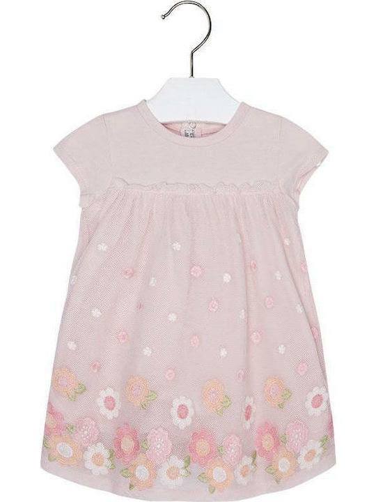 Mayoral Kids Dress Floral Short Sleeve Pink