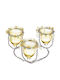 JK Home Decoration Candle Holder suitable for Tealights Metal 3 Seats in Yellow Color 1pcs