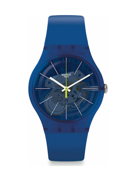 Swatch Blue Sirup Uhr mit Blau Kautschukarmband