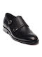 Perlamoda 5052 Men's Leather Monk Shoes Black