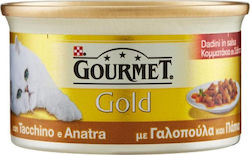 Purina Gourmet Gold Nasses Katzenfutter für Katze in Dose mit Türkei und Ente 85gr