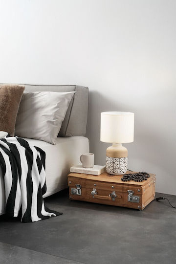 Fan Europe Vietri Ceramic Table Lamp for E27 Socket with Beige Shade and Multicolour Base