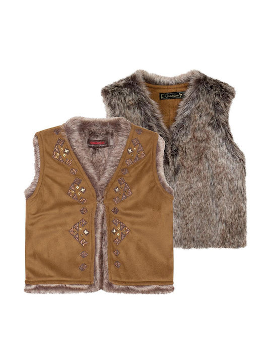 Catimini Urban Faux Suede Reversible Gilet CG16013-17 Brown Girl