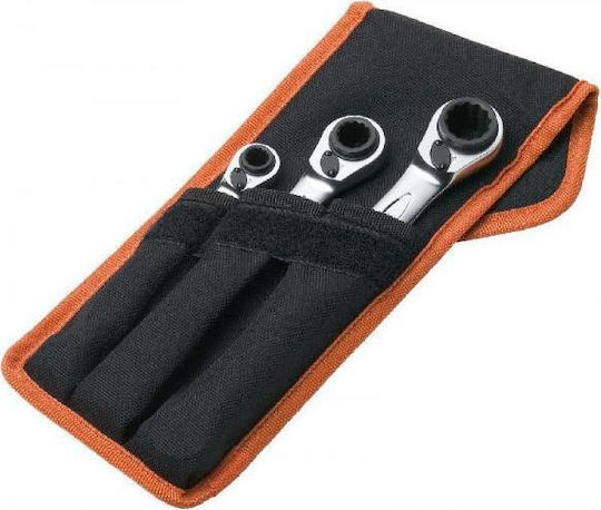 Bahco Set 3 Double Polygon Wrench Straight with Ratchet Mechanism