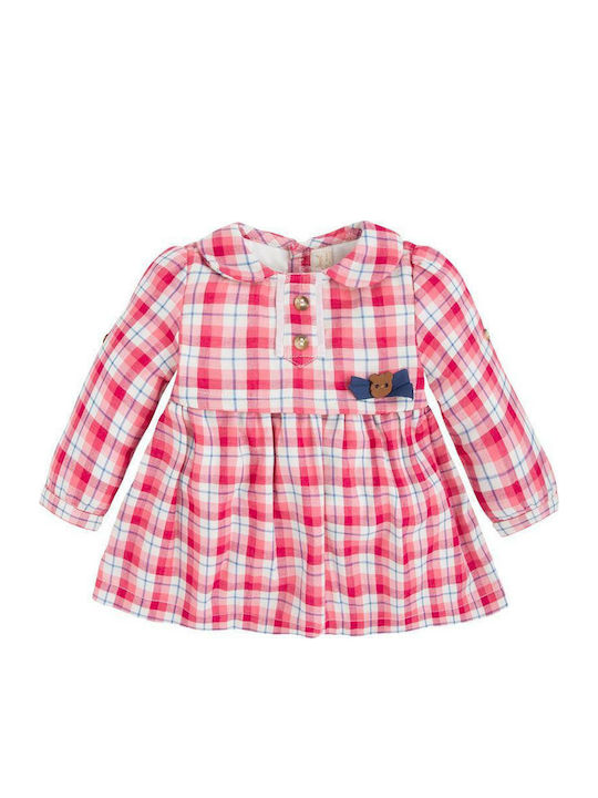 Mayoral Kids Dress Checked Long Sleeve Red