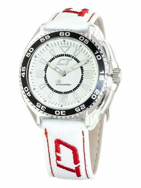 Chronotech Men's Watch 43mm Battery with White Leather Strap