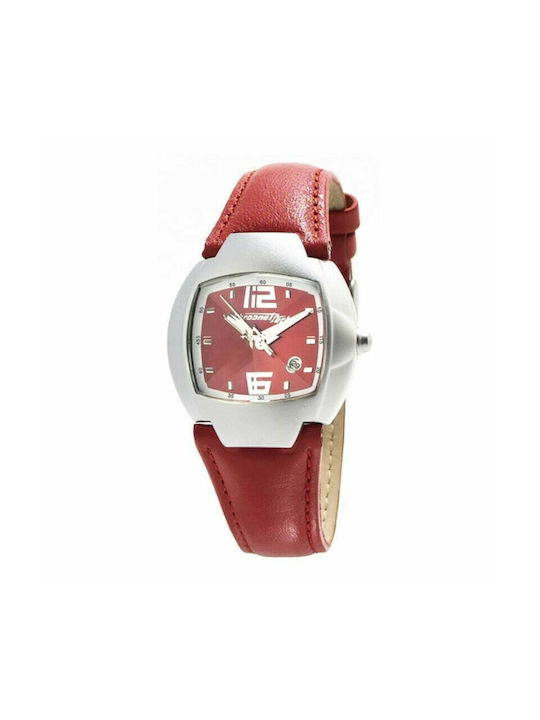 Chronotech Watch Battery with Red Leather Strap CT7305M-02