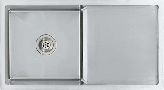 vidaXL Drop-In Sink Left Inox Brushed W87xD44cm Silver