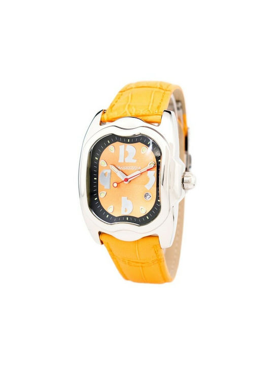 Chronotech Watch with Orange Leather Strap CT7274M-06