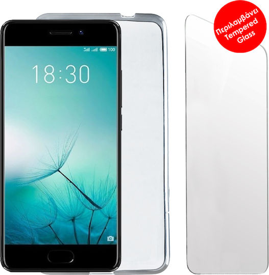 Volte-Tel Slimcolor Air Umschlag Rückseite Silikon Set mit Glas Weiß (Realme 7 Pro)