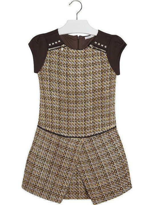 Rochie Fete Fără Mâneci Set Cu Accesorii Maro