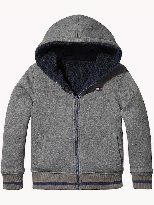 Kids Sweatshirt Cardigan with Hood Gray