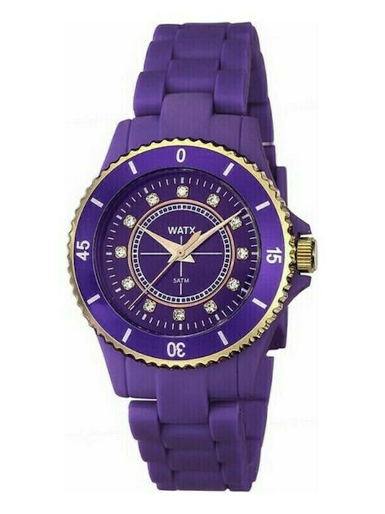 Women's Watch with Purple Rubber Strap