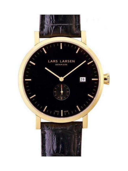 Lars Larsen Watch Battery with Black Leather Strap 131GBLBL