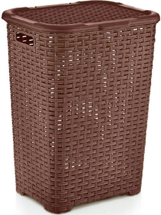 Καλάθι απλύτων πλαστικό Rattan καφέ 45Lt ΔΕΣ63500-00