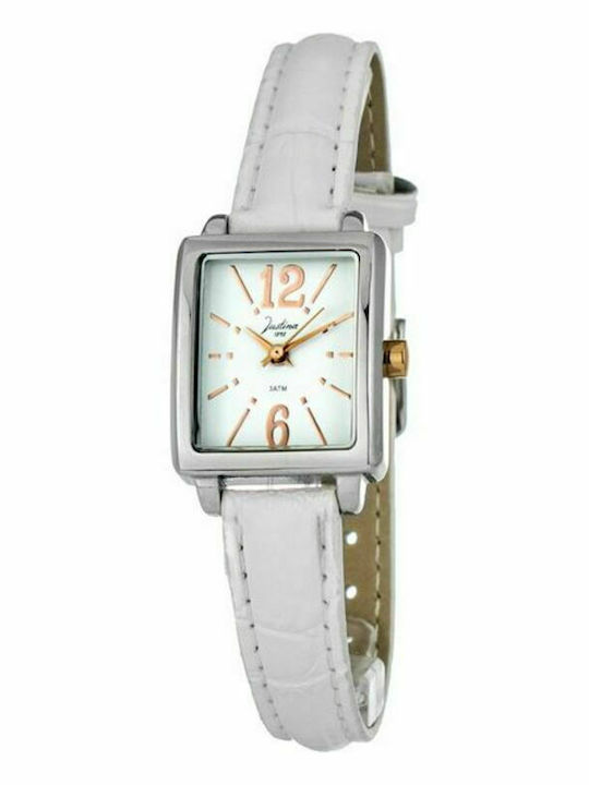 Justina Women's Watch with White Leather Strap