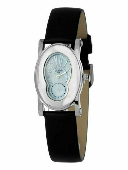 Justina Women's Watch with Black Leather Strap