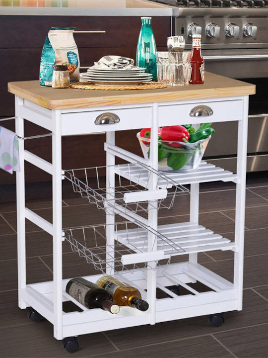 HomCom Wooden Kitchen Trolley 6 Tiers White 74x...