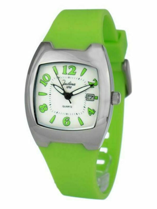 Justina Women's Watch with Green Rubber Strap