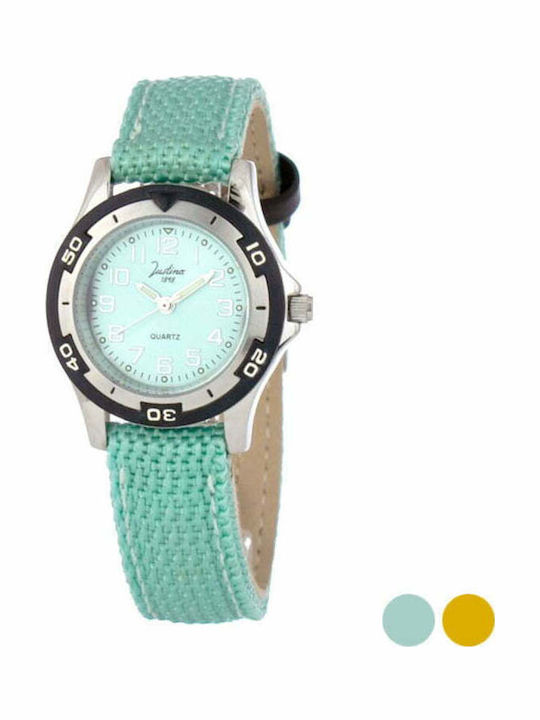 Justina 32557 Γυναικείο Ρολόι 28mm Μπαταρίας με Πράσινο Υφασμάτινο Λουράκι