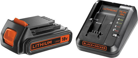 Black & Decker Batterie-Set Lithium Kapazität 1Ah 18V mit Ladegerät