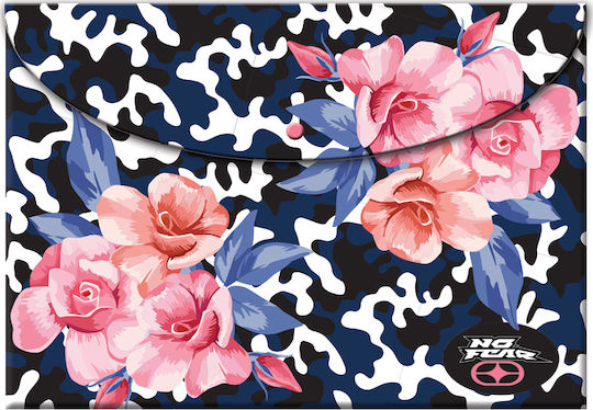 Back Me Up Φάκελος με Κουμπί για Χαρτί A4 Μπλε No Fear Army Flower