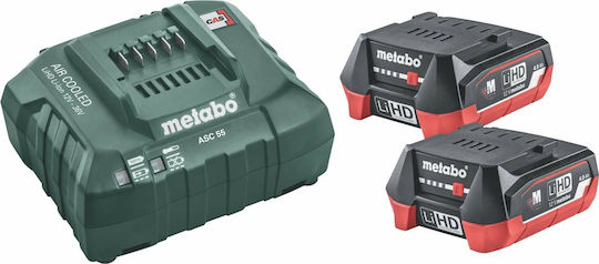 Metabo Set 2 Tool Batteries Lithium 12V Capacity 4Ah with Charger