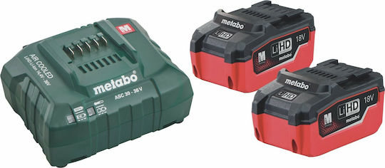Metabo Set 2 Tool Batteries Lithium 18V Capacity 5.5Ah with Charger