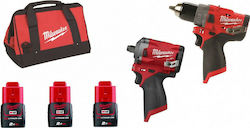 Milwaukee M12 FPDFIW2A-202B Set Schlagschrauber 12V mit 3 Batterien 2Ah